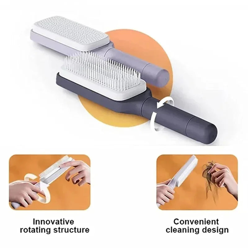 Automatic Cleaning Rotating Lifting Hair Comb