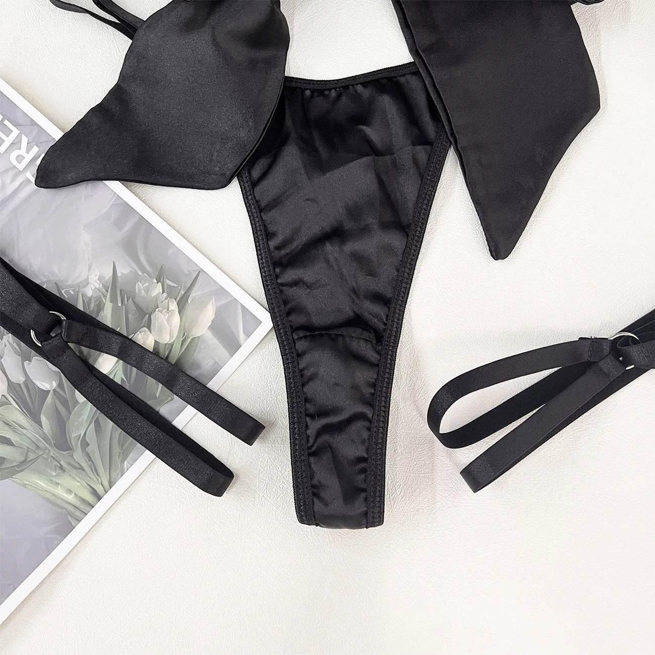 Bowknot Lingerie Open Bra Lace Up - Empire P.E