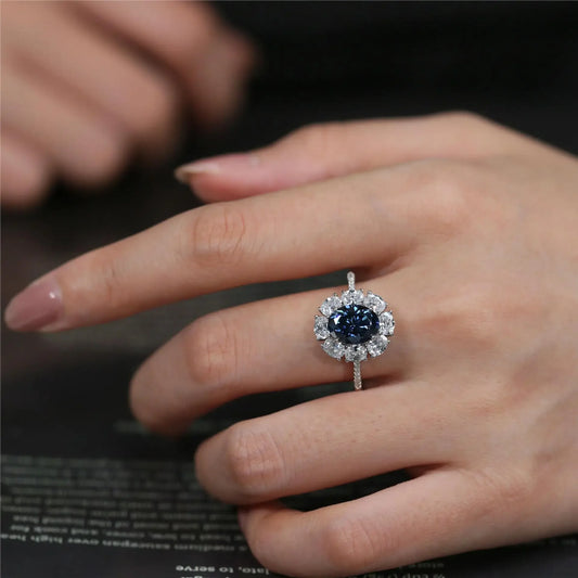 Women Moissanite Ring s925 Silver Oval Cut - Empire P.E