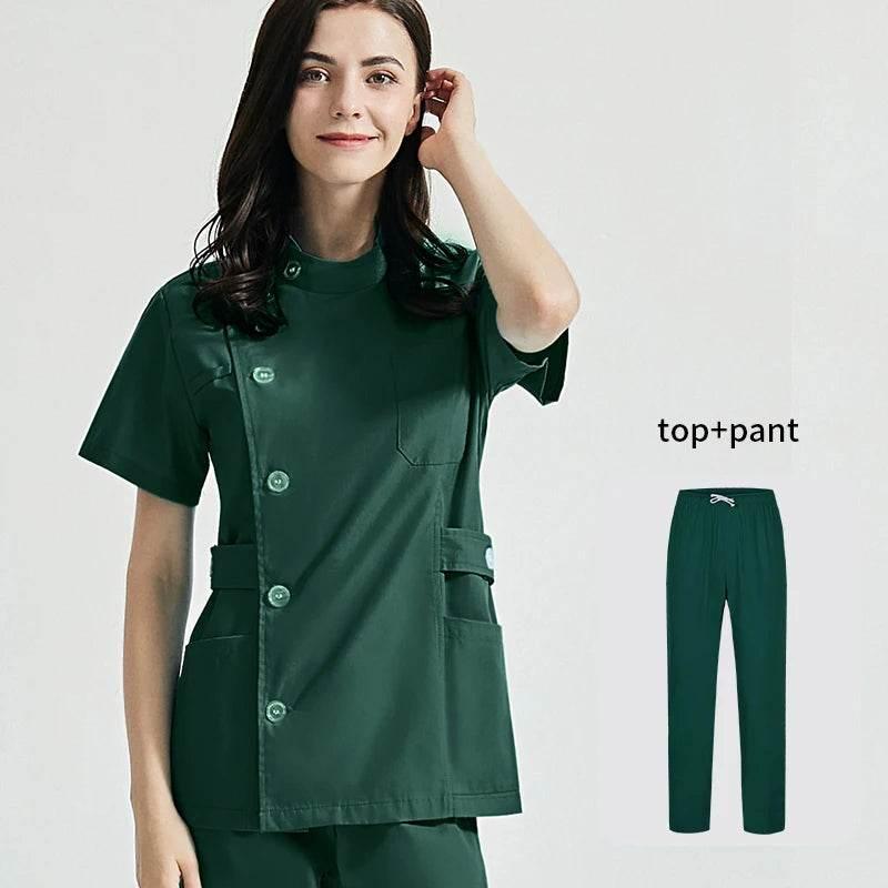Niaahinn Health Services Scrubs Set Uniforms V-Neck Beauty Salon Work Uniform Women Sets Pet Grooming Institution Scrubs Coat - Empire P.E