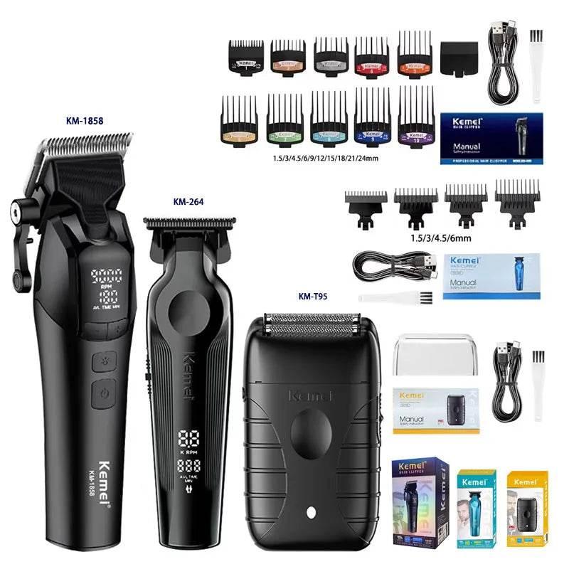 Kemei KM-1858 9000RPM 10W Hair Clipper,KM-264 Rechargeable Electric Trimmer,Original KM-T95 Shaver For Men Barber Clippers Kit - Empire P.E