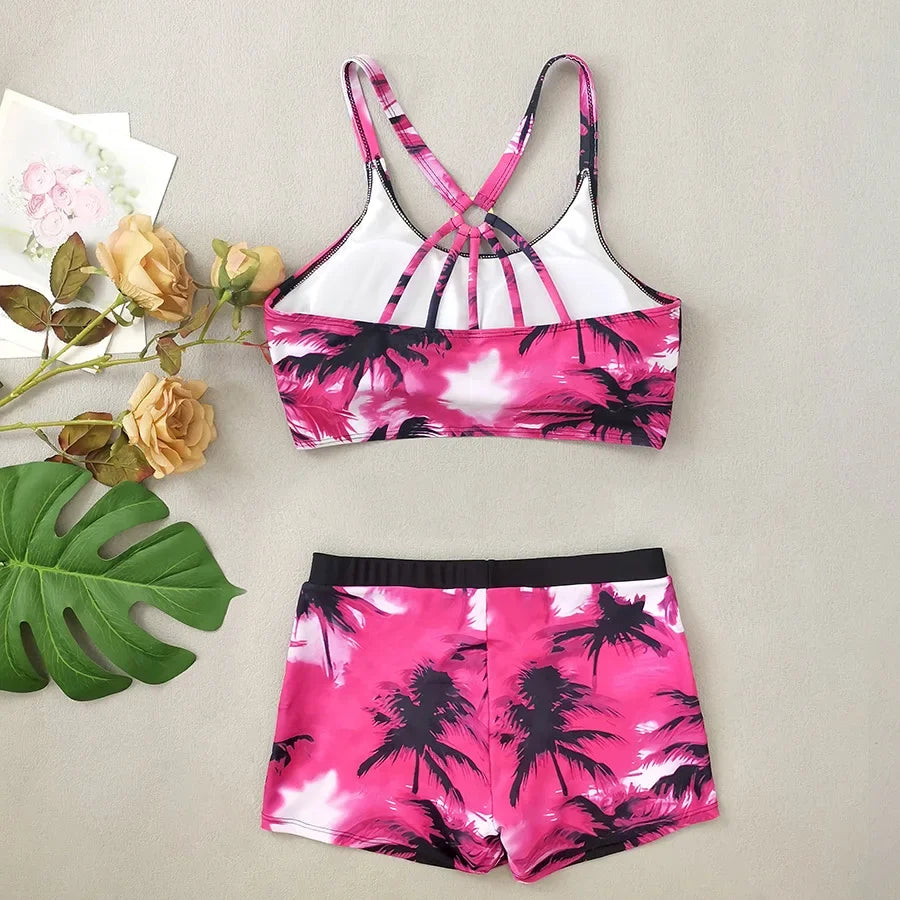 3 Pieces Leaf Print Swimsuit Women - Empire P.E