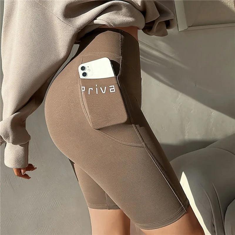 Women Yoga Sports Shorts High Waist Fitness Shorts Casual Streetwear Short Trousers Female Tight Shorts For Ladies Workout Pants - Empire P.E