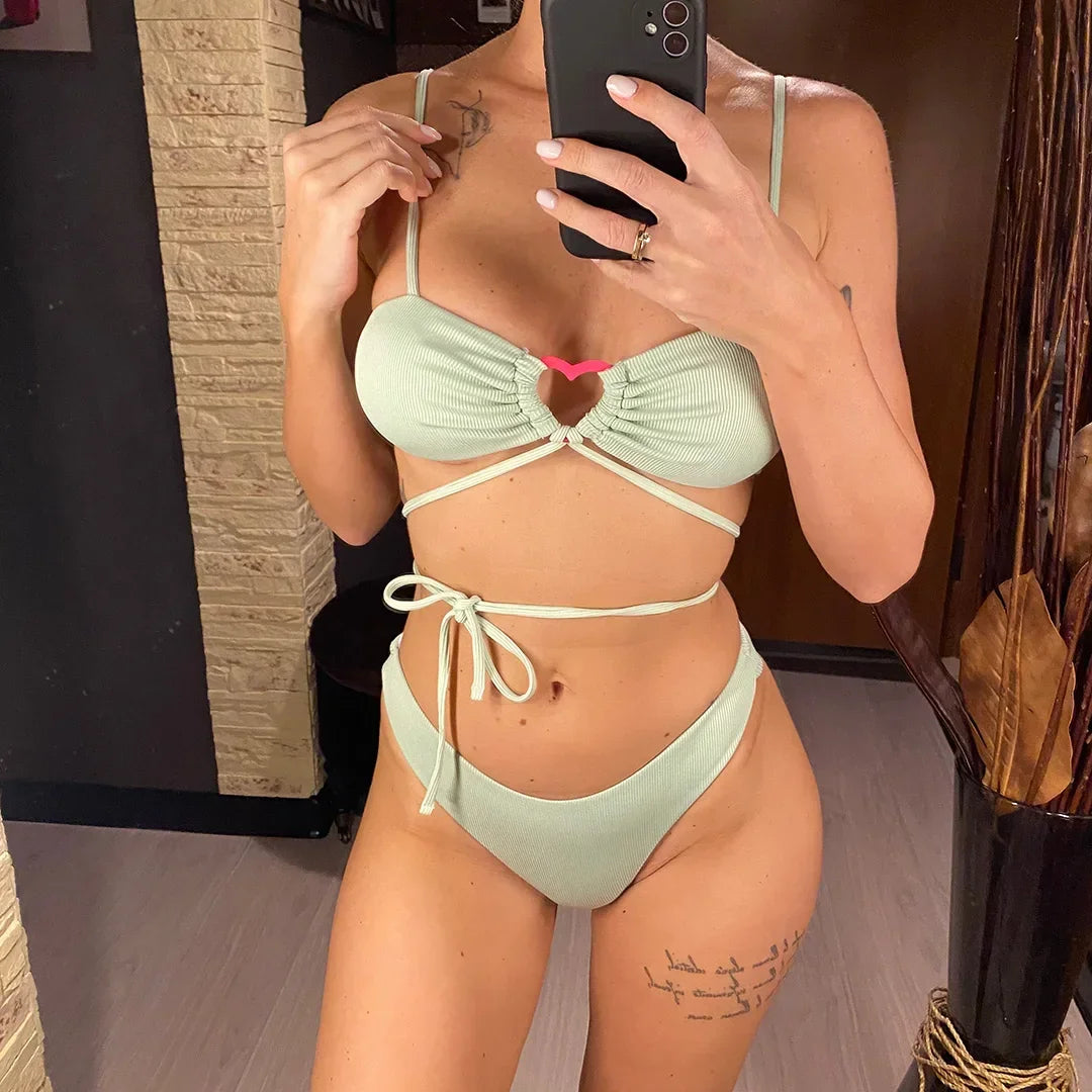 Wrap Around With Skirt Thong Bikini Women Swimwear - Empire P.E