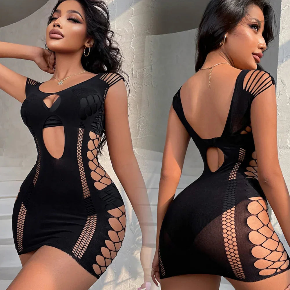 Sexy Women Fishnet Bodycon Mini Dress Mesh - Empire P.E