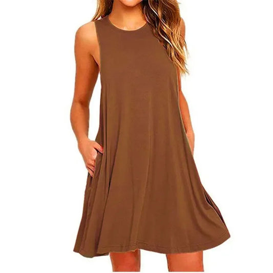 Women's Summer Casual Swing T-Shirt Dresses - Empire P.E