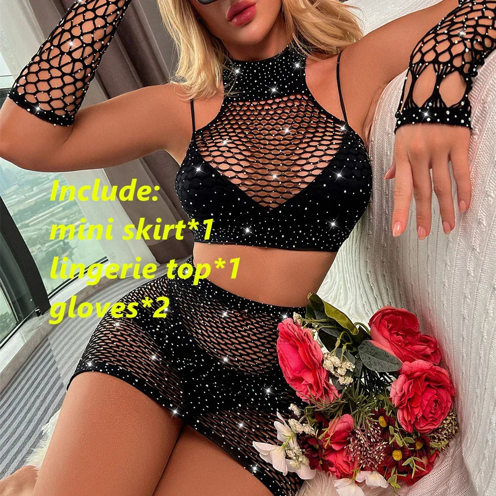 Diamonds Mini Skirt Club Sexy Party Wear Sheer - Empire P.E