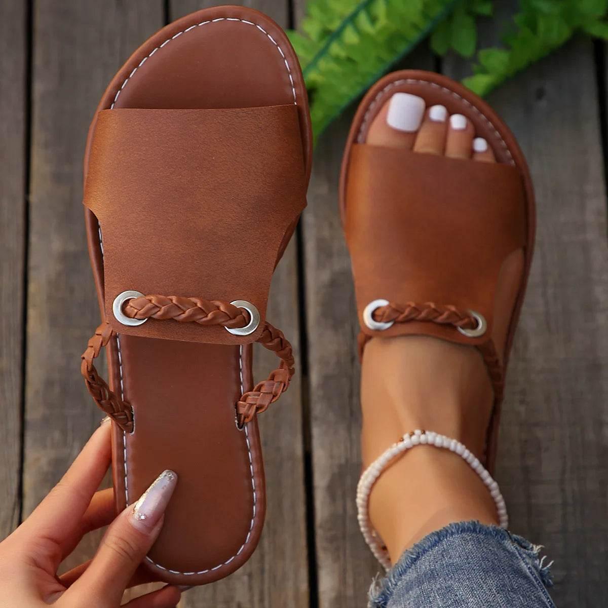 2024 New Women's Shoes Square Head Cross Flat Summer Sandals Simple Flip-flops Women Wear Slippers Beach Slippers - Empire P.E