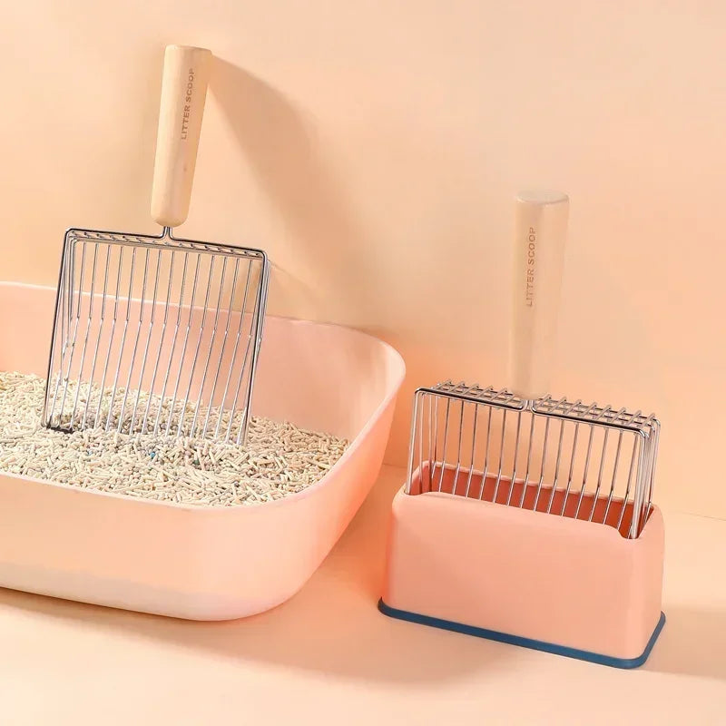 Cat Litter Shovel Set Candy Color Large Wooden Handle - Empire P.E