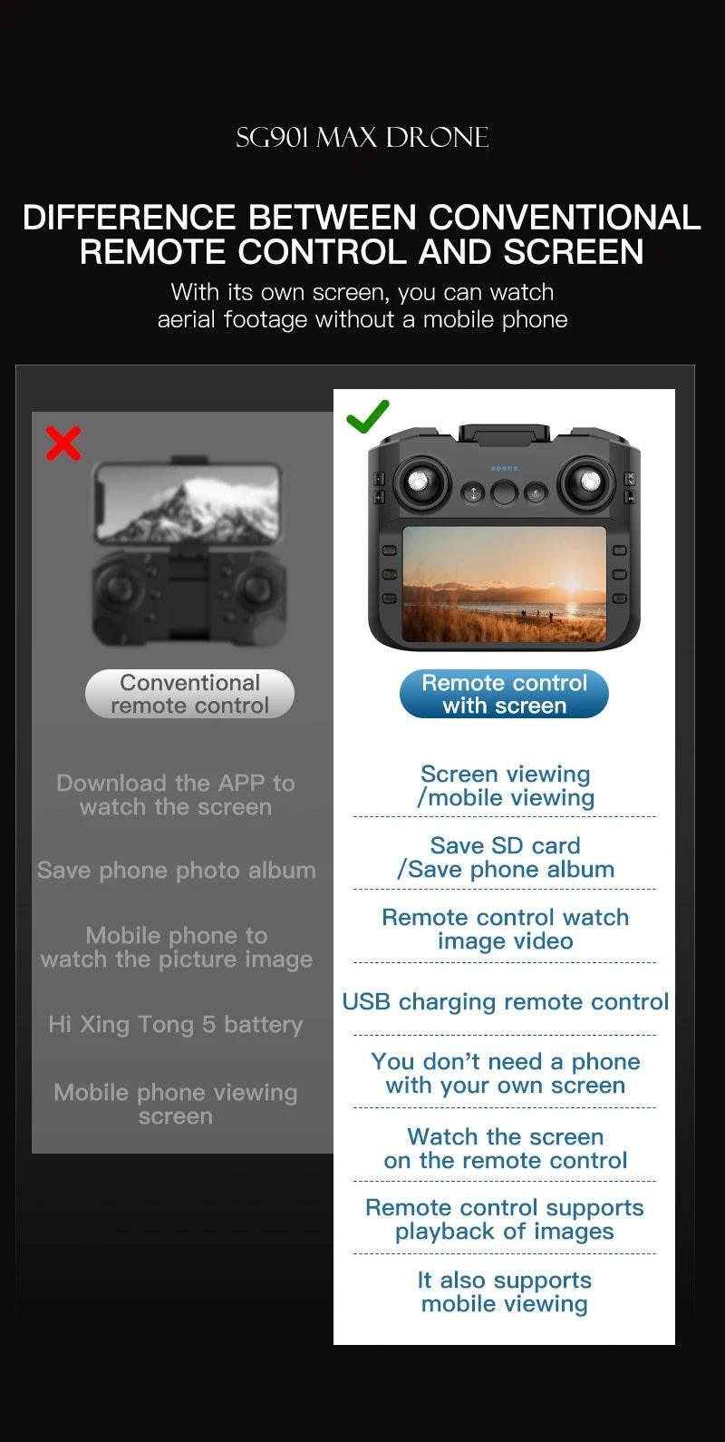 New SG901 MAX GPS Drone Professional 8K Camera Aerial FPV Brush Avoiding Obstacle with Large Screen Remote Control Folding Dron - Empire P.E