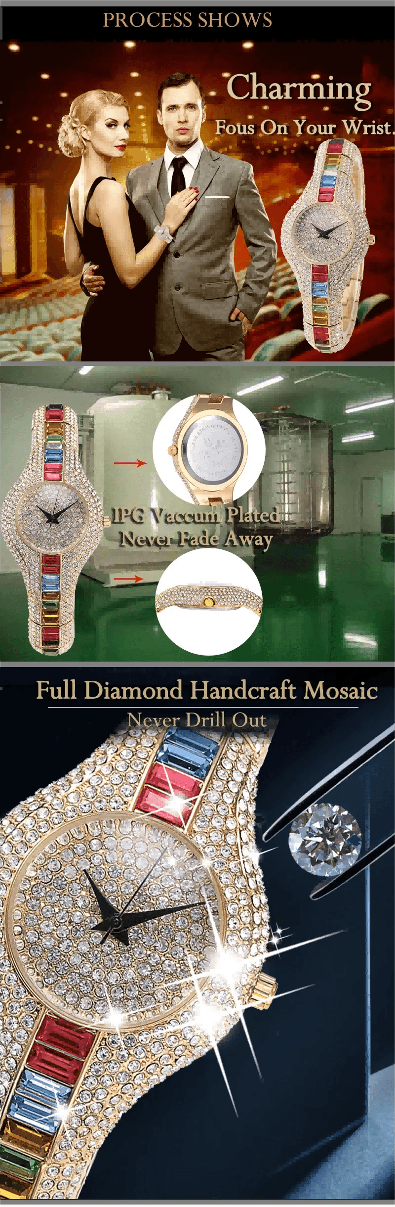 Luxury Iced Watches Women Brand Rainbow DIamond - Empire P.E