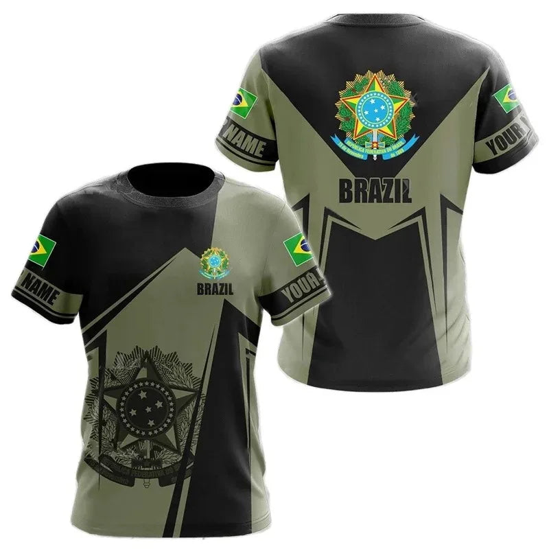 Brazil Flag Soccer 3D Harajuku Print Men's Children Sports Casual Short Sleeve Crew Neck Even Size Summer Jersey Comfortable - Empire P.E