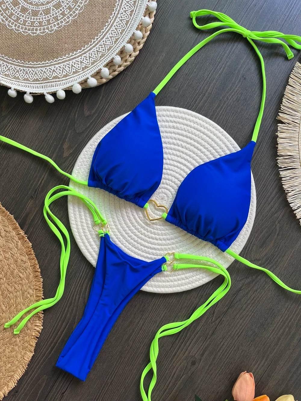 RUOTONSEPT Sexy Halter Solid color Bikini Set Women's Swimsuit Two-piece Triangle Thong Swimwear Bathing Suit Brazilian Biquinis - Empire P.E