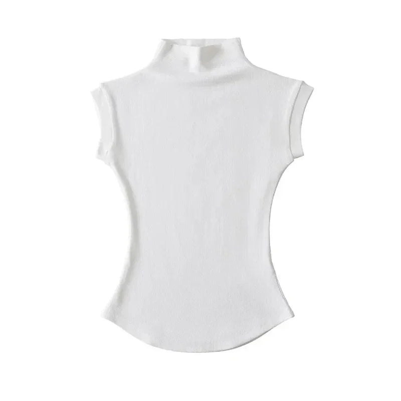 Women Summer Sexy Turtleneck Sleeveless T-Shirts - Empire P.E