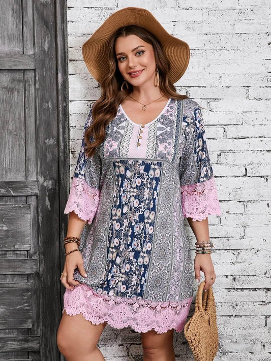 Plus Size Fashion Elegant Women Dress Loose Casual Dress Women Printed Dress New Temperament - Empire P.E