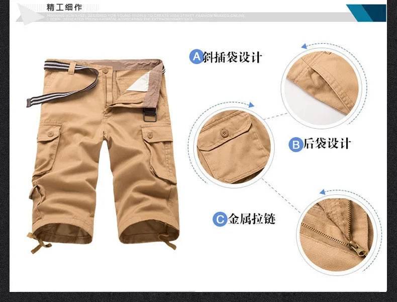 New Men's Trend Loose Large Size Cotton Shorts Multi Pocket - Empire P.E