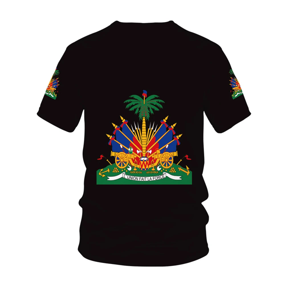 Haiti 2025 National Flag Pattern T-shirt Men Hot Sale New Summer Women Tops Shirt Children Short-Sleeved - Empire P.E