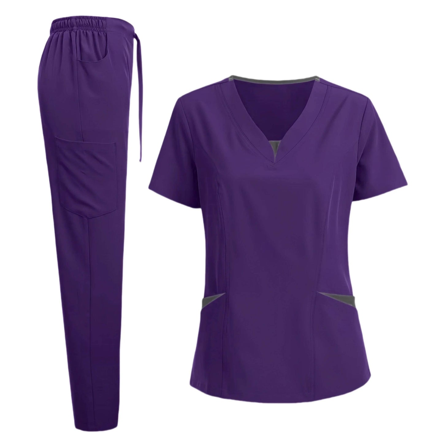 Scrub Set for Women Nurse V Neck Plus Size Scrubs Tops and Pants - Empire P.E