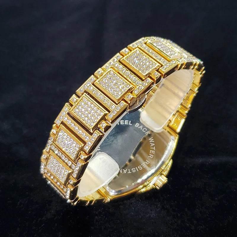 New Luxury Diamond Watch for Men Fashion Shiny Party Jewelry Watches Hip Hop Iced Out Bling Golden Relogio Masculino Dropshiping - Empire P.E
