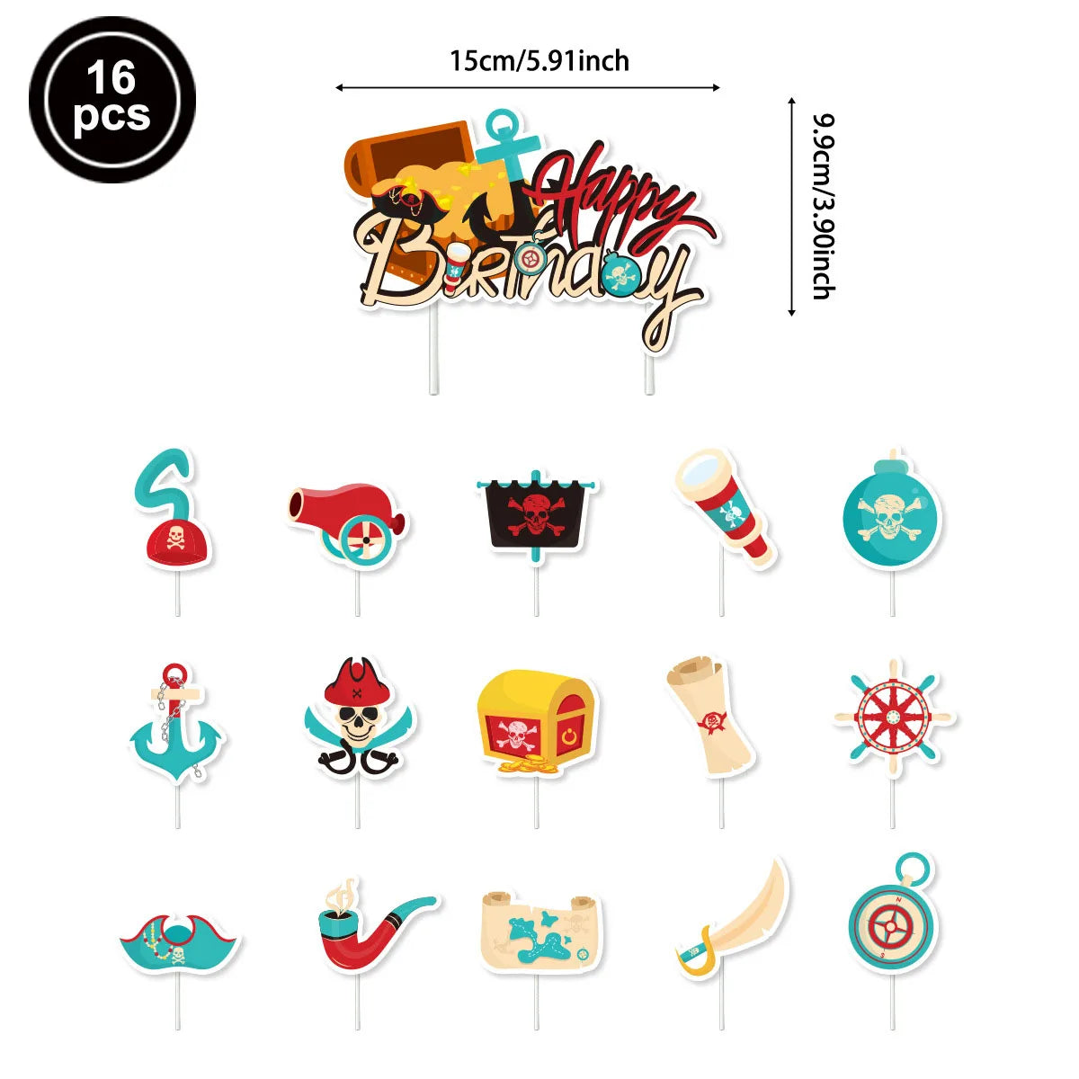 Pirate Party Decorations Dinner Plates Dessert Plates Cups Napkins Pirate Birthday Party Supplies for Kids Boys and Girls Party - Empire P.E