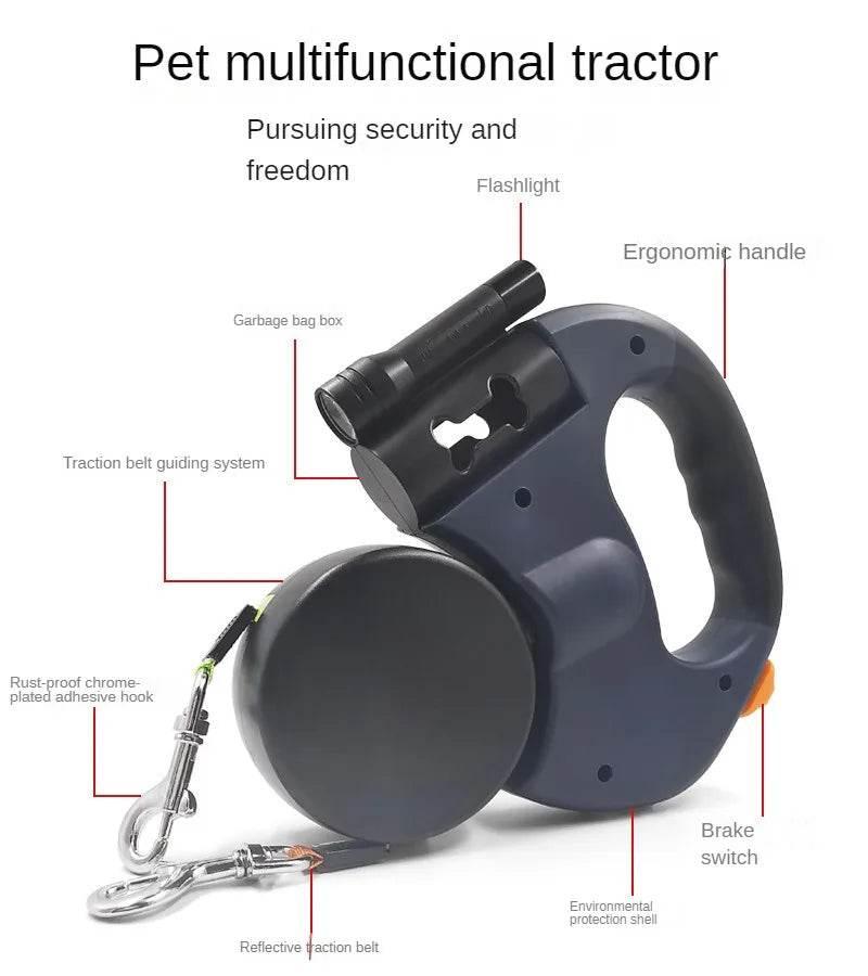 Double dog Leash Light retractable roulette double end leash Portable rotating pet leash for 2 dogs walking pet supplies - Empire P.E