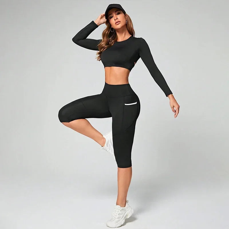 High Waist Yoga Pants Capri Leggings with Pockets for Women Tummy Control Workout Capri Leggings for Women - Empire P.E