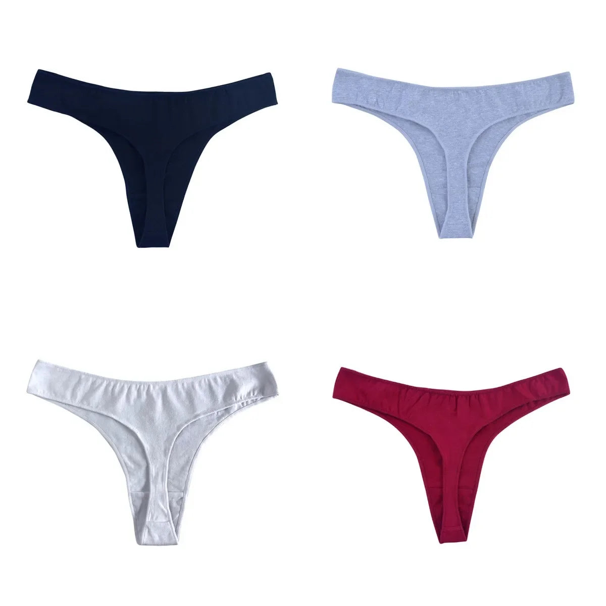 4Pcs/Set Cotton Panties Women Thongs Low Rise G-String - Empire P.E