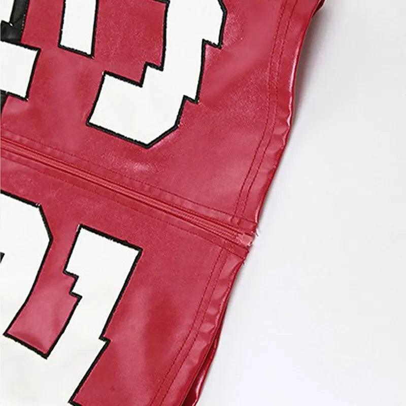 Streetwear Fashion Women Faux Leather New Jacket Letter Print Autumn Casual Sporty Wild Streetwear Uniform Trend Lady Crop Coat - Empire P.E