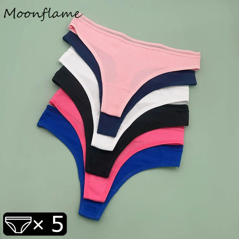 5 PCS Sexy G-String Cotton Women Underwear G String Thong - Empire P.E