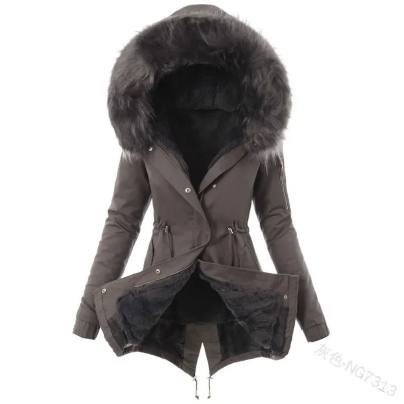 Women's Fur Hooded Coat - Empire P.E