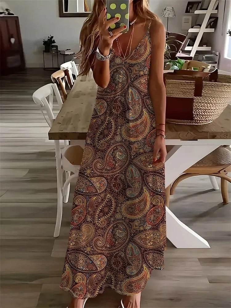 Sleeveless Vest Dress 2024 Summer V-Neck Ladies Loose Halter Dress - Empire P.E