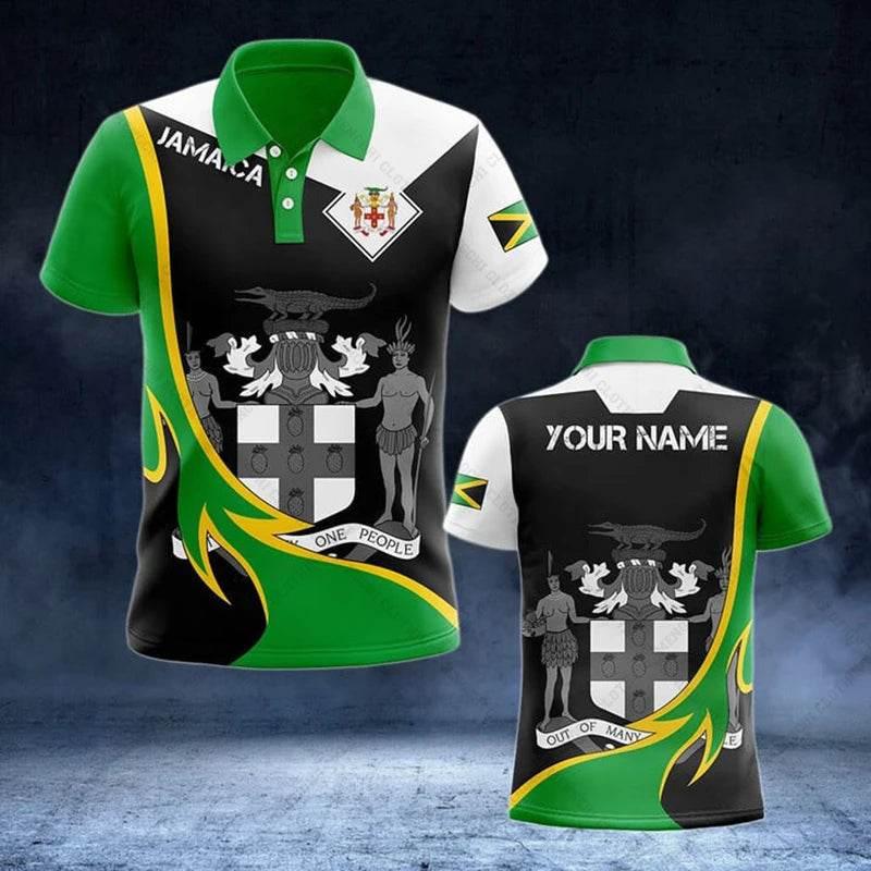Jamaica Flag & Coat of Arms Customized Polo Shirt Summer Casual Streetwear Men's Fashion Loose Jersey Plus Size Sportswear - Empire P.E