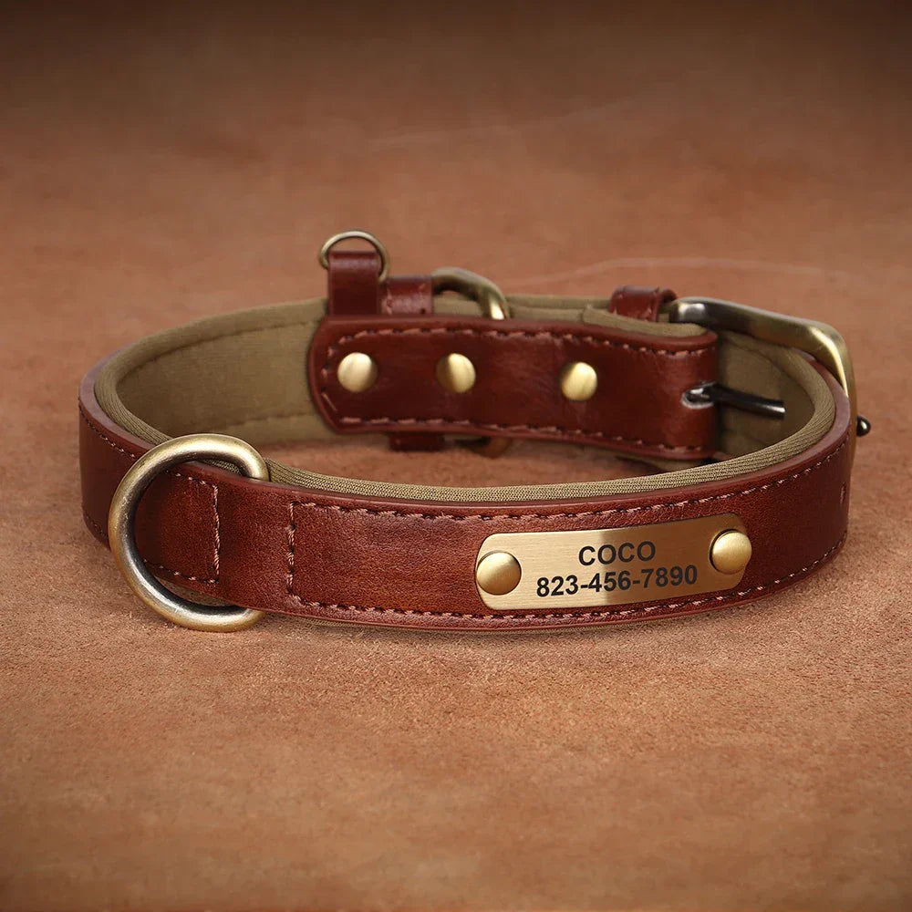 Personalized Dog Collar Custom Engraved PU Leather - Empire P.E