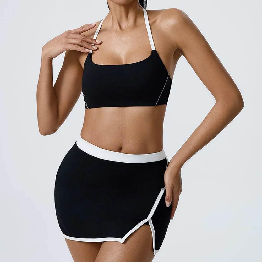 Yoga Women Workout Bra and Shorts Two Piece Patchwork Open Back Elastic Fitness Yoga Outfit Sport Set Women - Empire P.E
