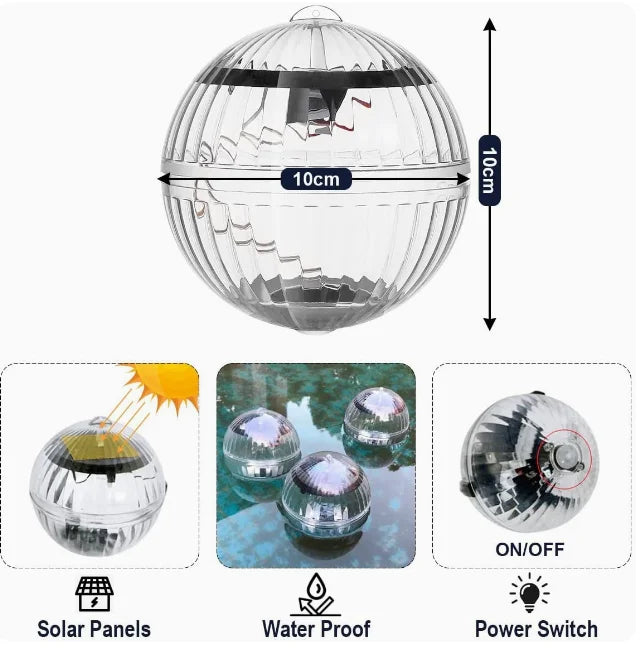 Solar Floating Pool Light LED Pool Lights Waterproof Pool Light Balls Pool Accessory for Swimming Pools Yard Patio Party Outdoor - Empire P.E