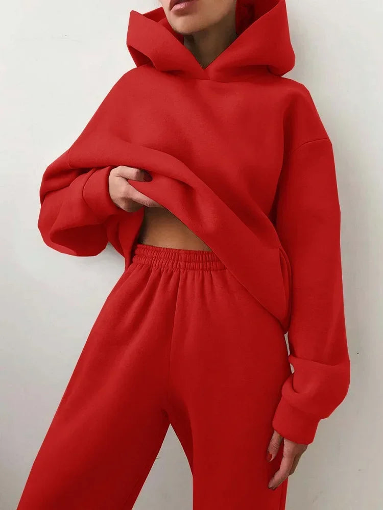 2023 Trend Casual Fashion Thickened Long-sleeved Sweater Pants Two-piece Suit