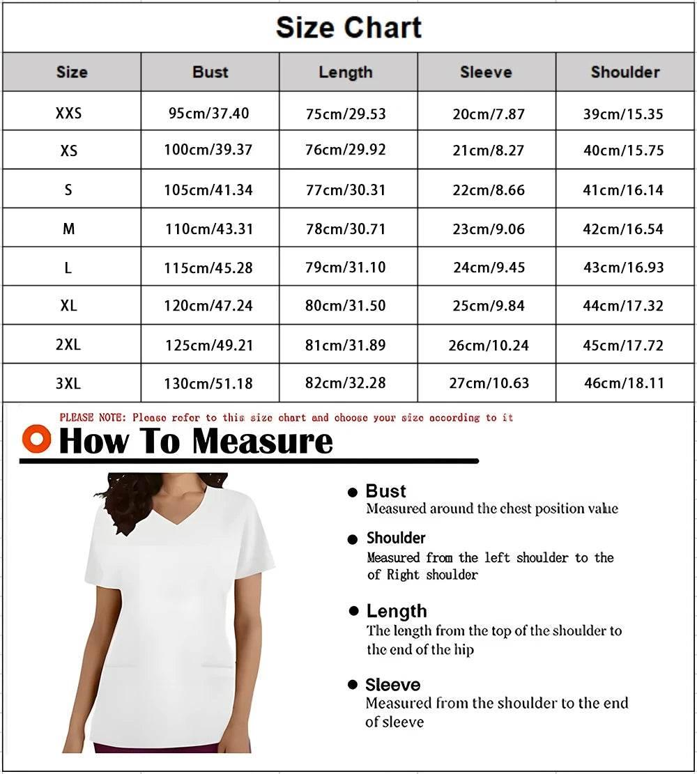 Ladies Nurse Uniform Short Sleeve V-neck Workwear Flower Print Working Uniform - Empire P.E