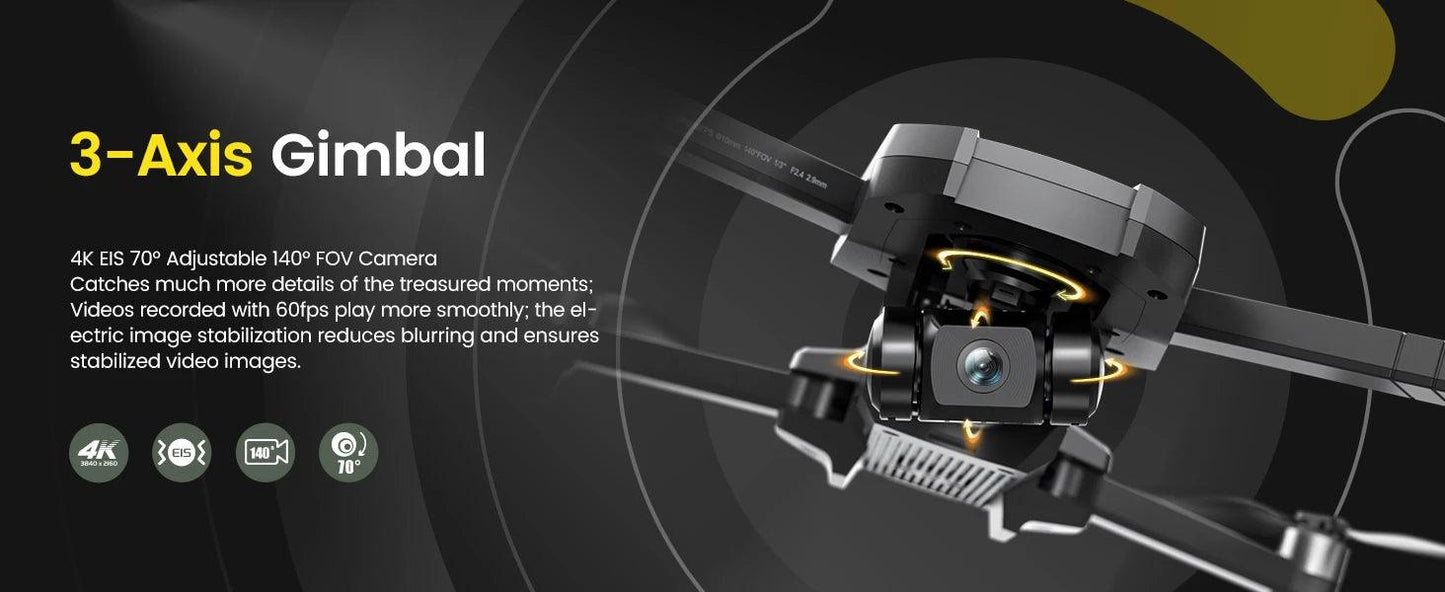 Holy Stone HS720R 3-Axis Gimbal Drone: 4K EIS, Foldable - Empire P.E