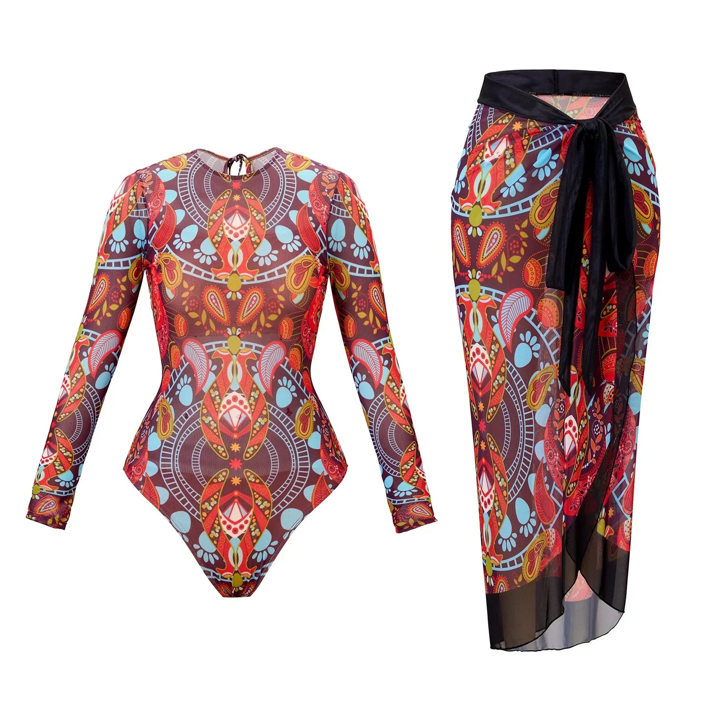Bikini Bodysuit Swimwear With Skirt