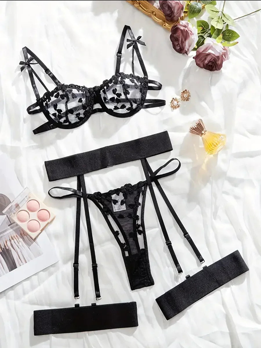 Fashion Sexy Lingerie Erotic Bra Set Panties Steel Ring - Empire P.E
