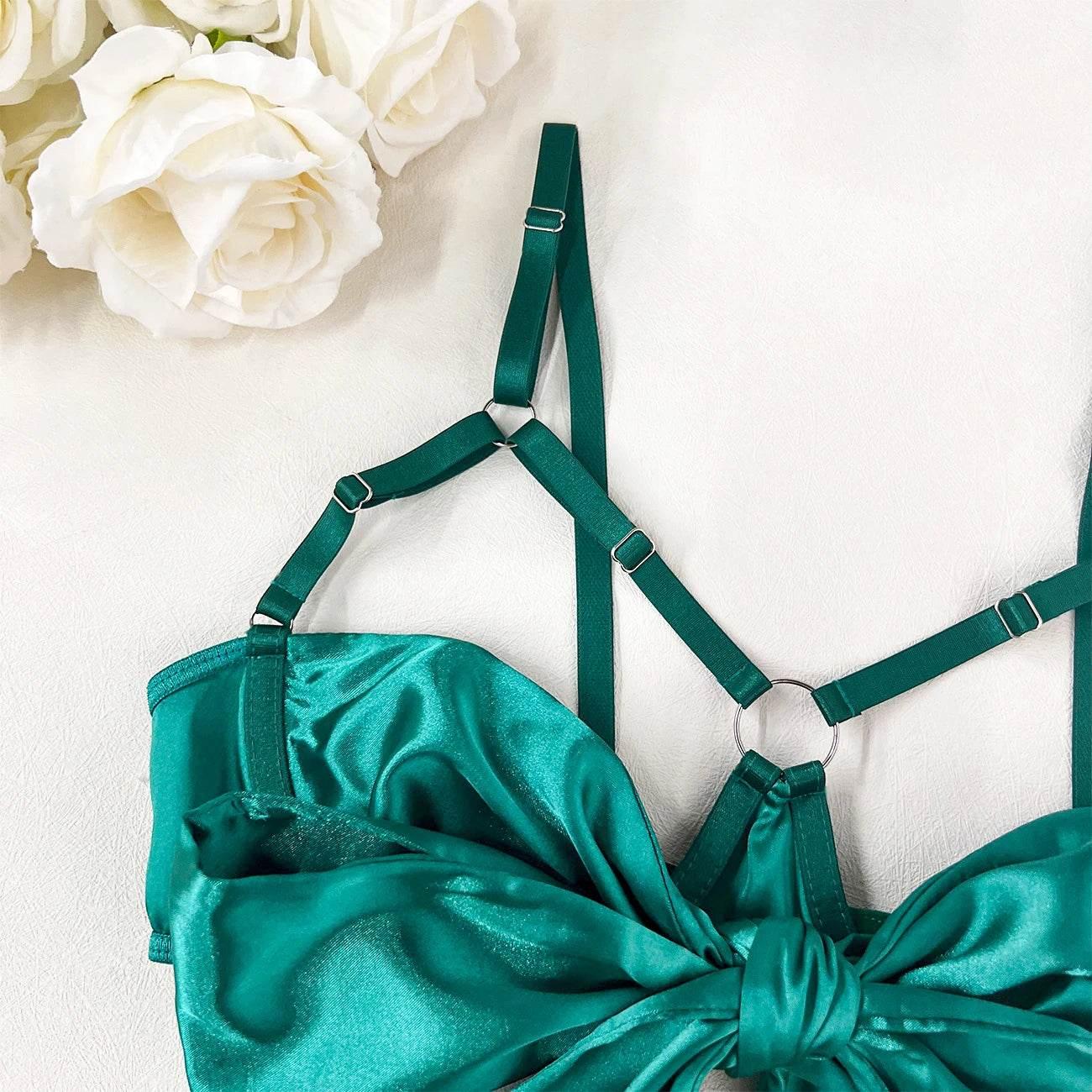 Bowknot Lingerie Open Bra Lace Up - Empire P.E