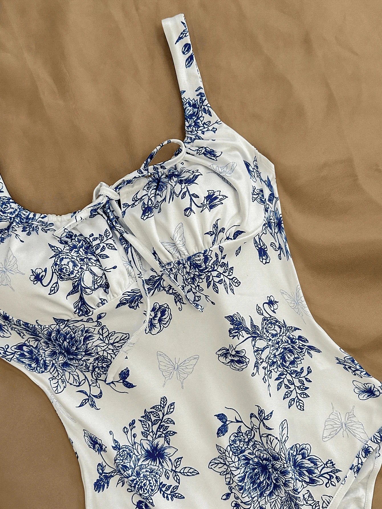 sexy blue and white printed halter jumpsuit - Empire P.E