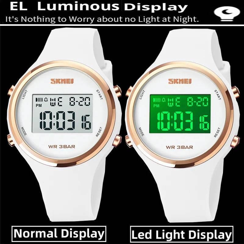 Fashion Digital Watches for Womens Waterproof LED Light Silicone Strap - Empire P.E