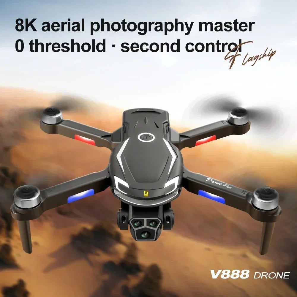 V888 Brushless Drone 8K Professional HD Triple Camera - Empire P.E
