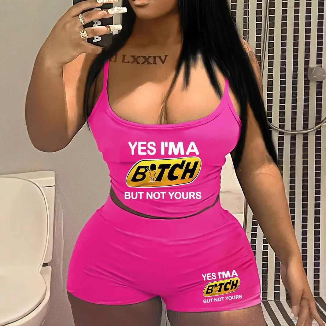 Sexy Spaghetti Strap Crop Tops And Short 2 Piece Sets - Empire P.E