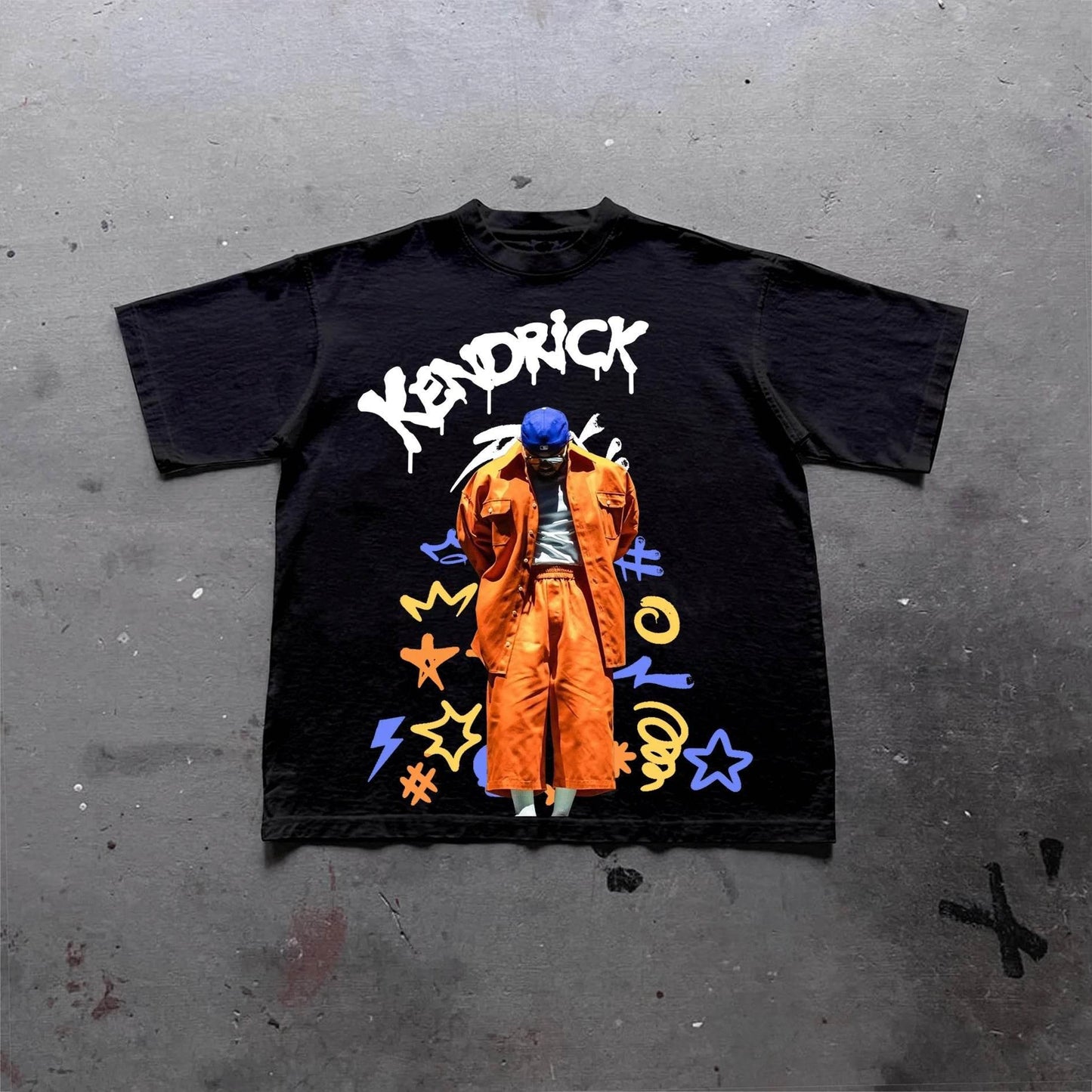 Kendrick Lamar Street Rap Graphics Print Cotton T-Shirt Men Women Vintage Casual Cotton Hip Hop Loose T-Shirt Streetwear Top Tee - Empire P.E