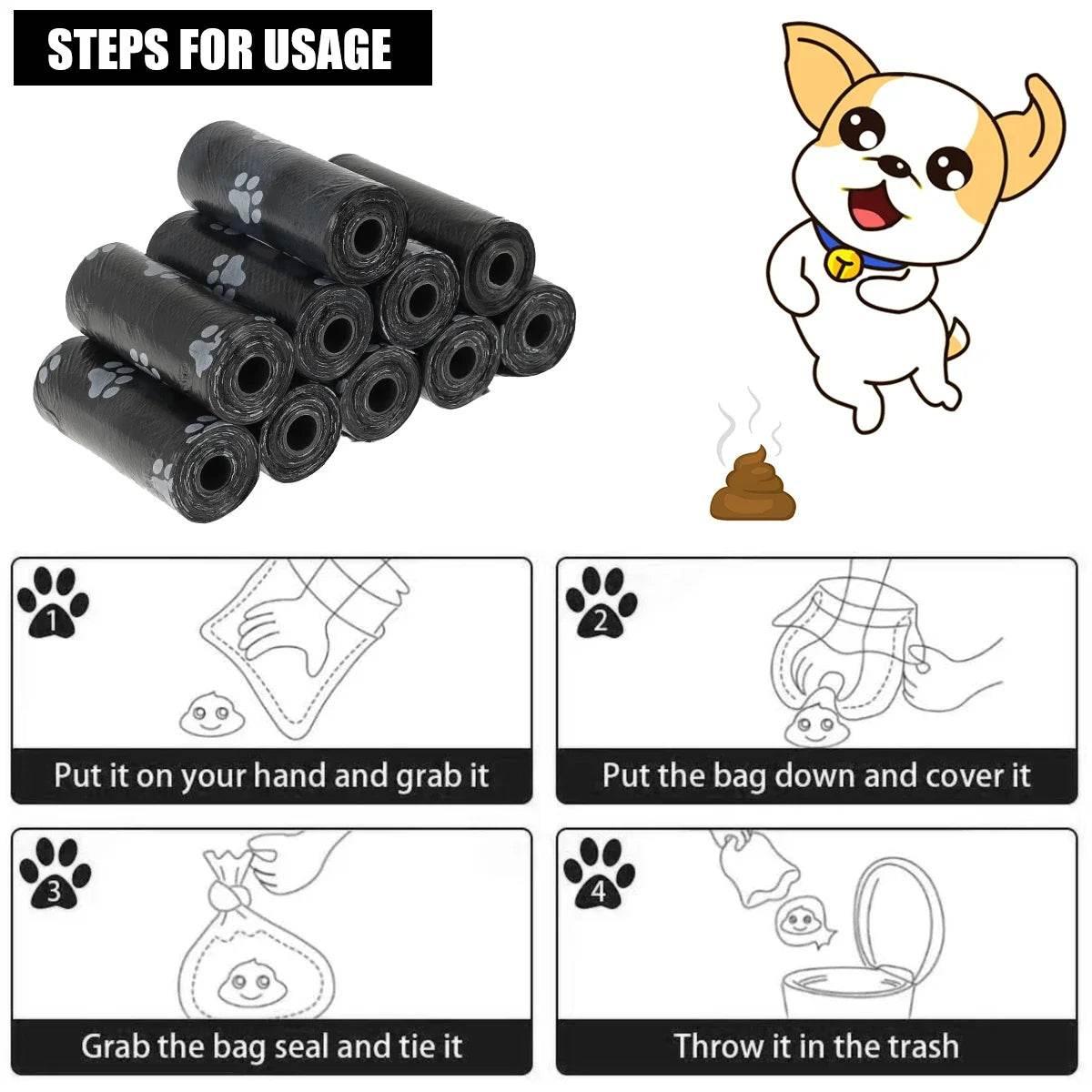 10/30/50Roll Dog Poop Bags Disposable Pet Waste Bags Dog Waste Bags Design Pet Poop Clean Pick Up Bone Bag Dispenser Tools - Empire P.E