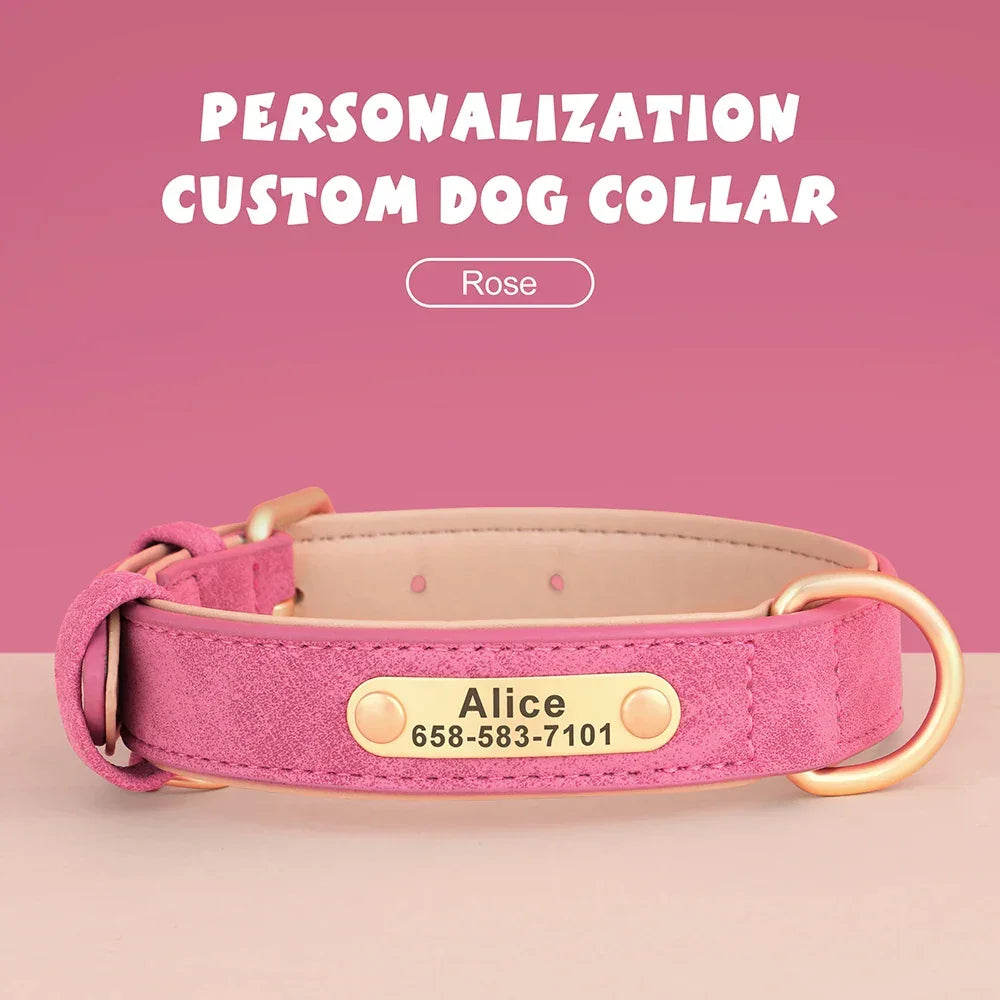 Personalized Dog Collar Custom Engraved PU Leather - Empire P.E
