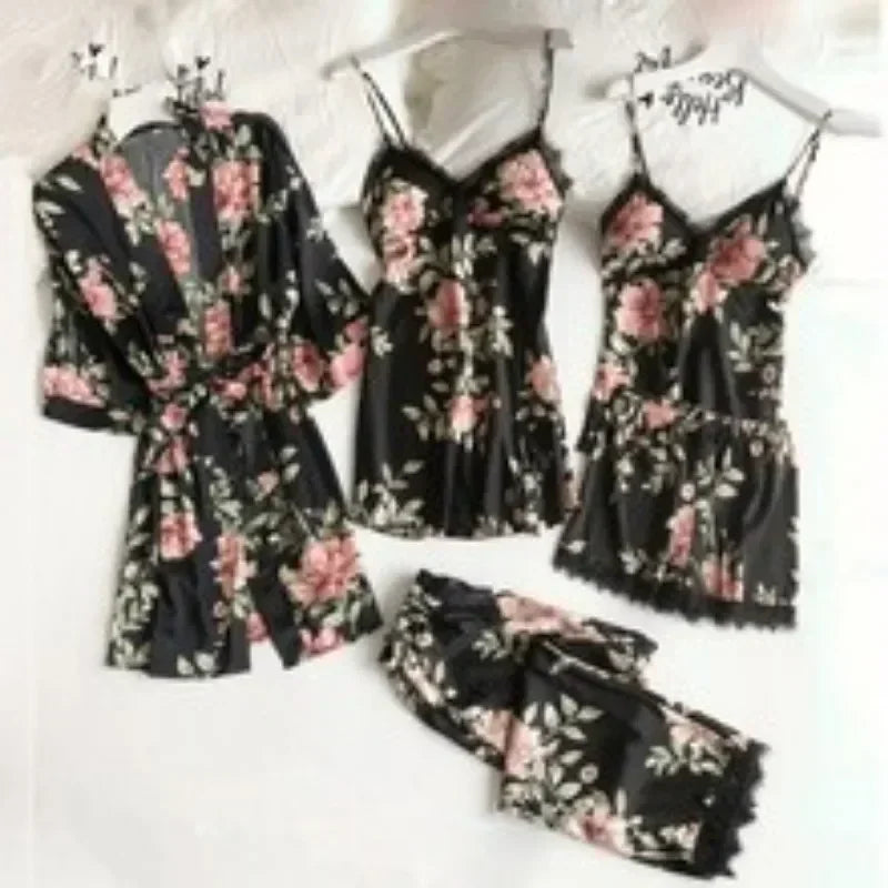 5-piece Set of Women's Sexy Silk Nightgown - Empire P.E
