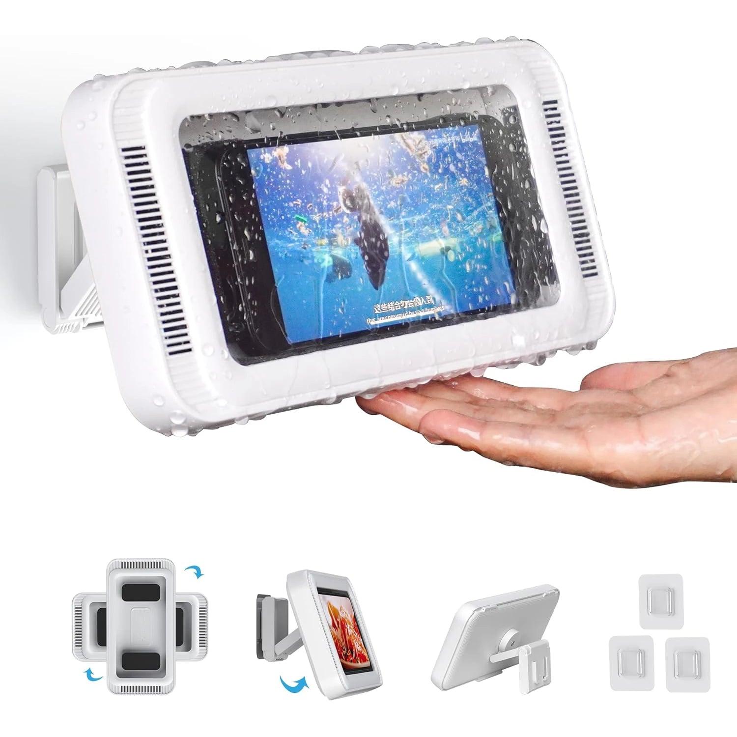 Shower Phone Holder with Speaker Waterproof 480 Rotation, Wall Phone Mount - Empire P.E